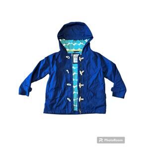 Mini Boden Girls Blue Hooded Lined Lightweight Duffle Jacket Size 7-8 Y